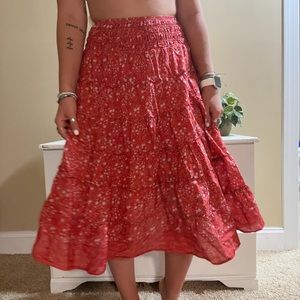 Mid length flowy boho skirt